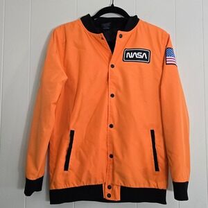 Buzz Aldrin NASA‎ Bomber Jacket Orange American Flag Space Size Kids XL Retro